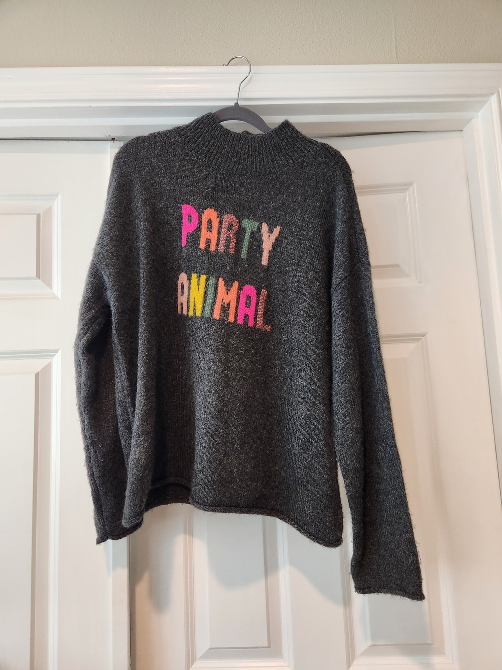 Lou & Grey Charcoal 'PARTY ANIMAL' Mock Neck Sweater